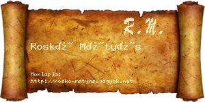 Roskó Mátyás névjegykártya