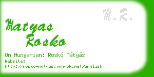 matyas rosko business card