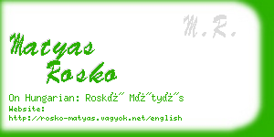 matyas rosko business card